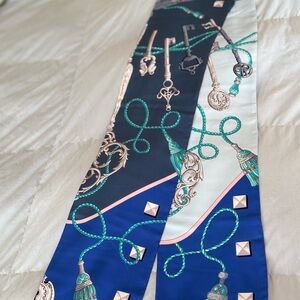 Hermes Blue silk Scarf Twilly